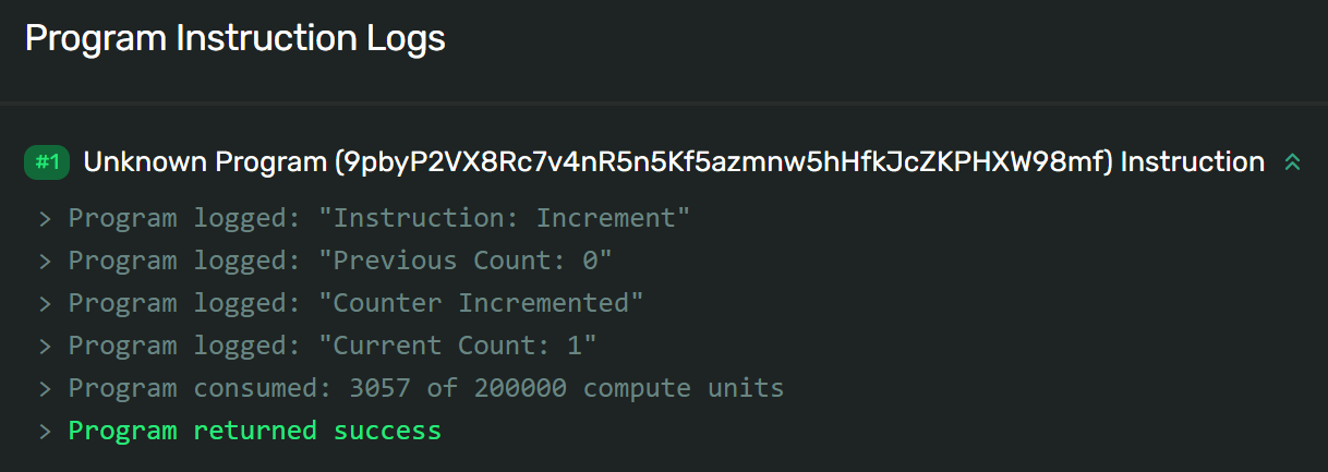 Increment Program Log