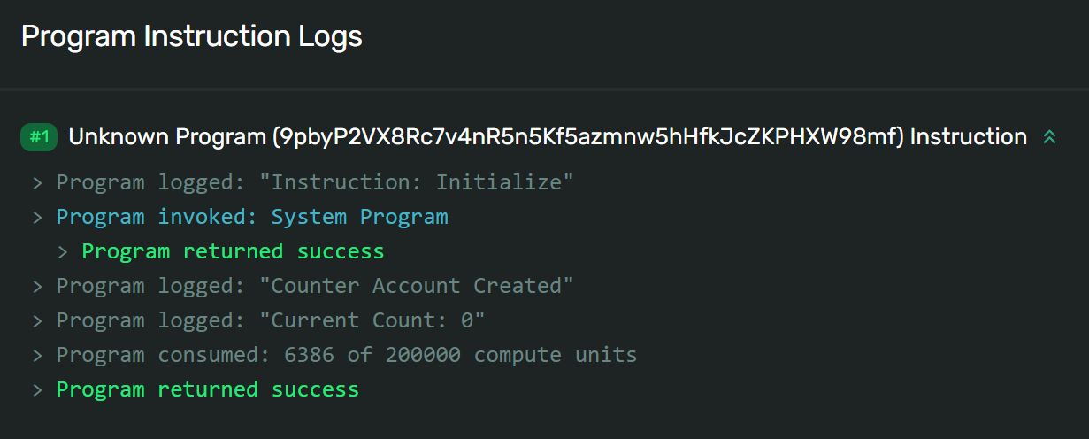 Initialize Program Log