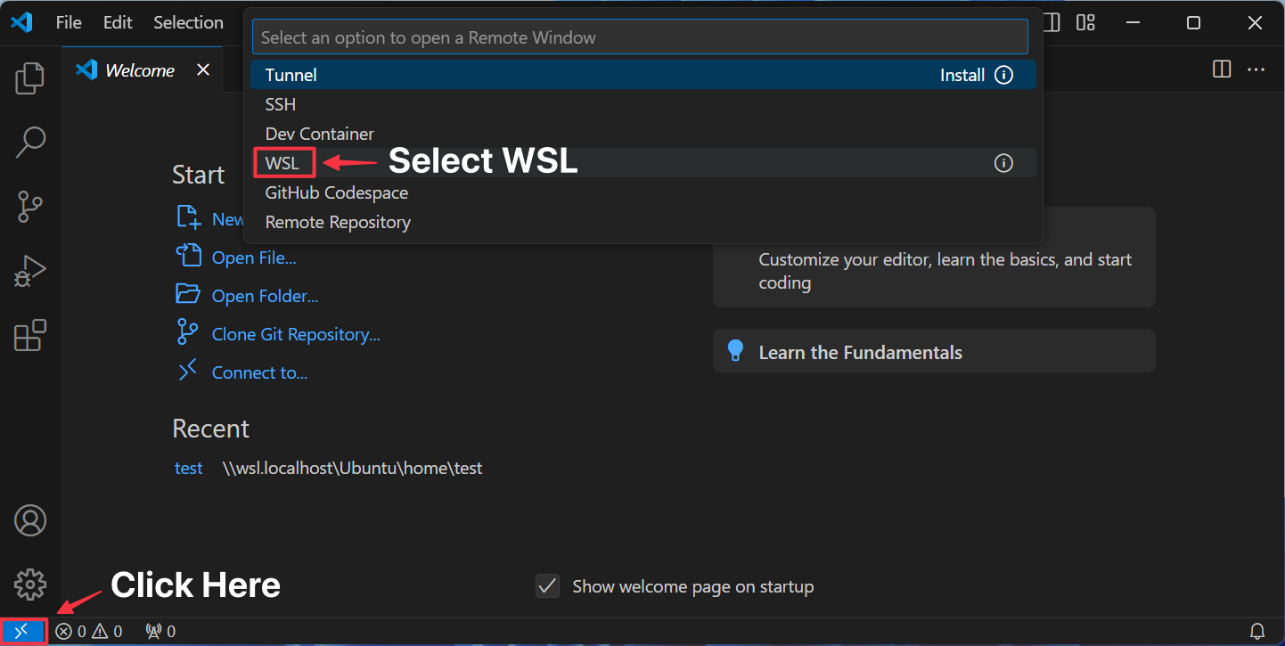 WSL Setup in VS Code